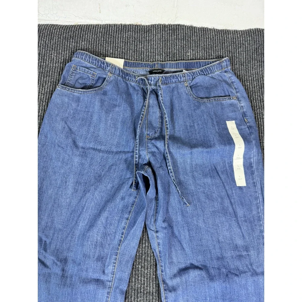 Banana Republic Mid Rise Wide Leg Drawstring Waist Jeans Womens Large Baggy Blue